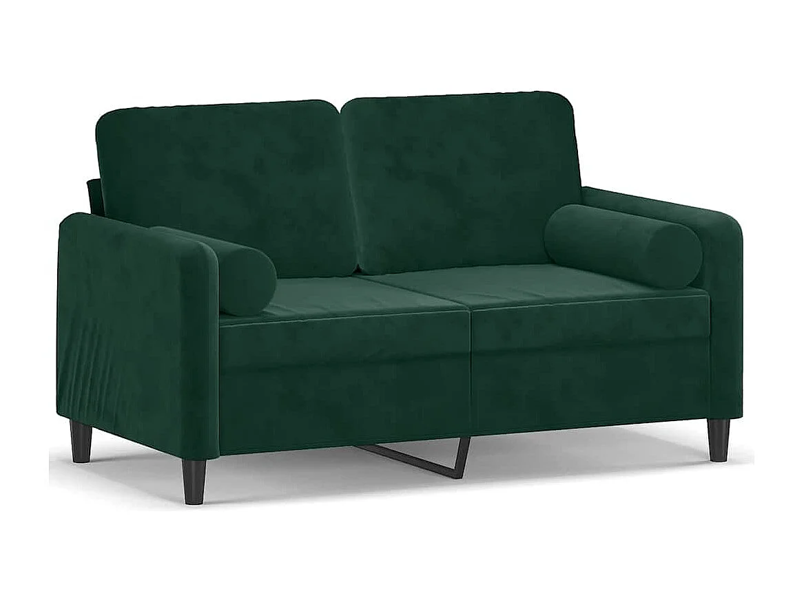 Canapé 2 places avec oreillers vert foncé 120 cm velours