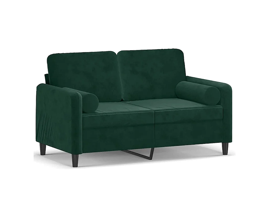 2-Sitzer-Sofa mit Zierkissen Dunkelgrün 120 cm Samt
