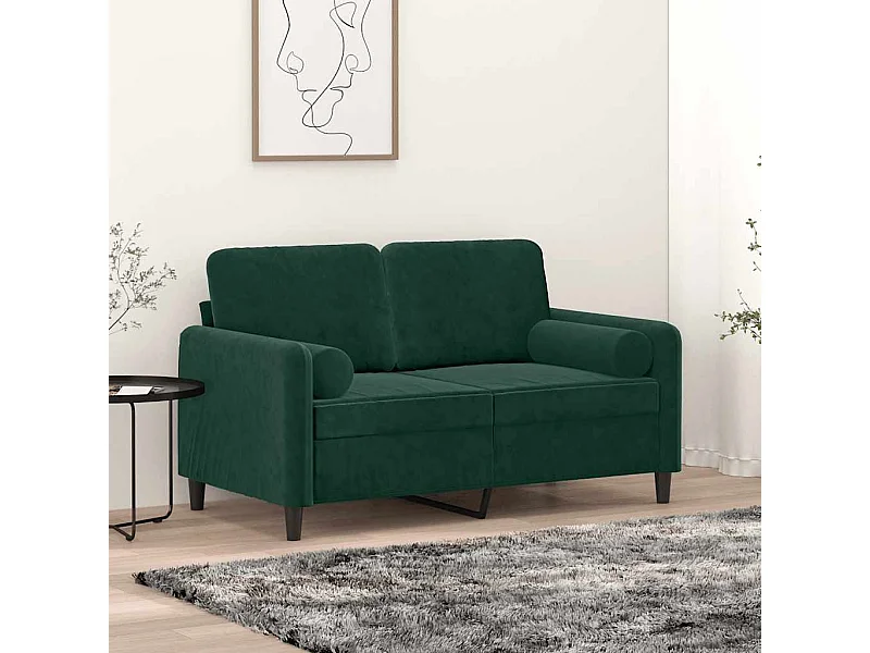 Canapé 2 places avec oreillers vert foncé 120 cm velours