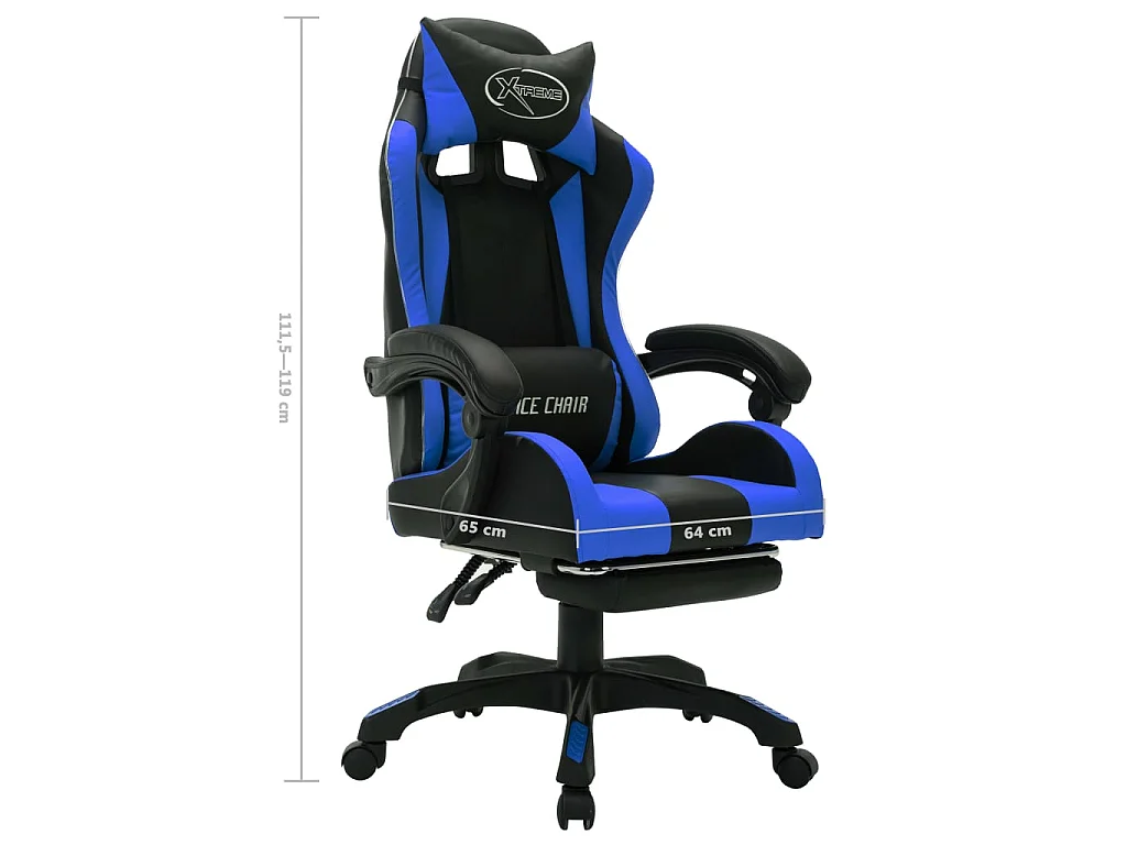 Silla gaming con luces LED RGB cuero sintético azul y negro