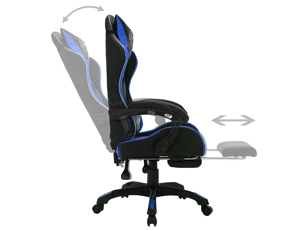 Silla gaming con luces LED RGB cuero sintético azul y negro