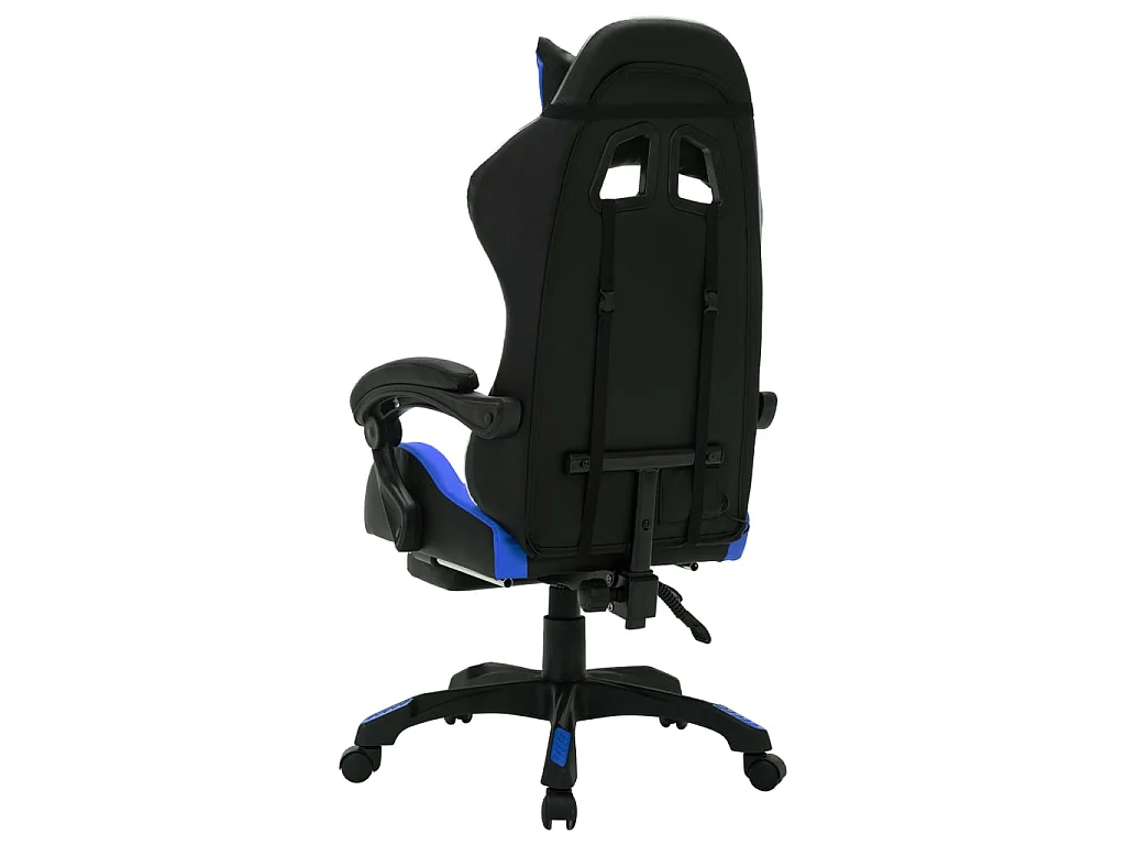 Silla gaming con luces LED RGB cuero sintético azul y negro