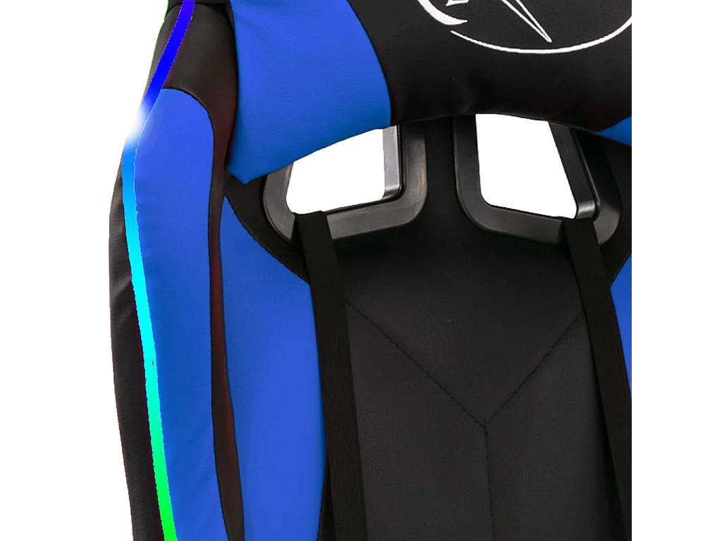 Silla gaming con luces LED RGB cuero sintético azul y negro