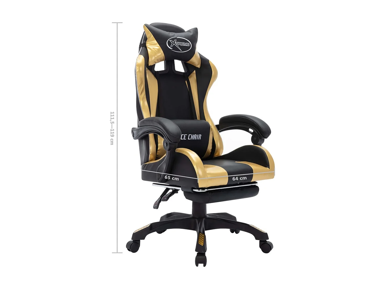 Gaming-Stuhl mit RGB LED-Leuchten Gold und Schwarz Kunstleder