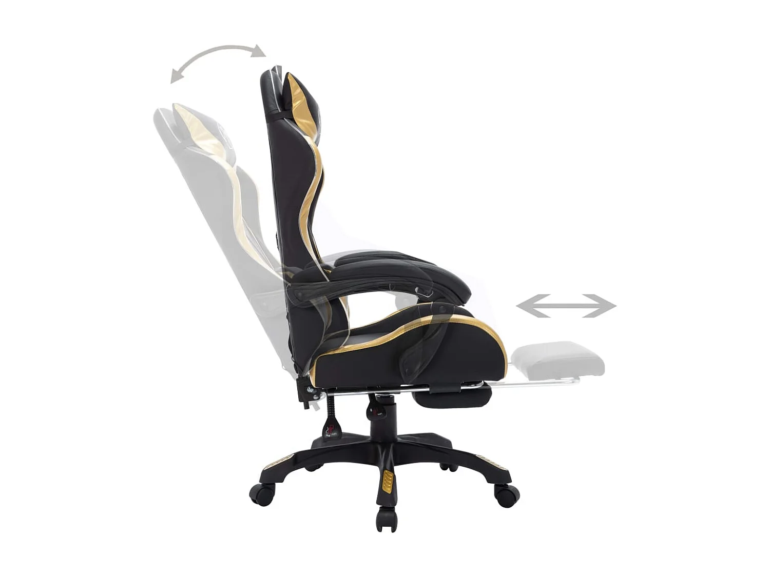 Gaming-Stuhl mit RGB LED-Leuchten Gold und Schwarz Kunstleder