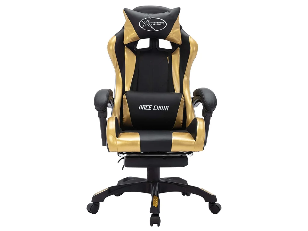 Fauteuil de jeux vidéo avec LED RVB Doré et noir Similicuir