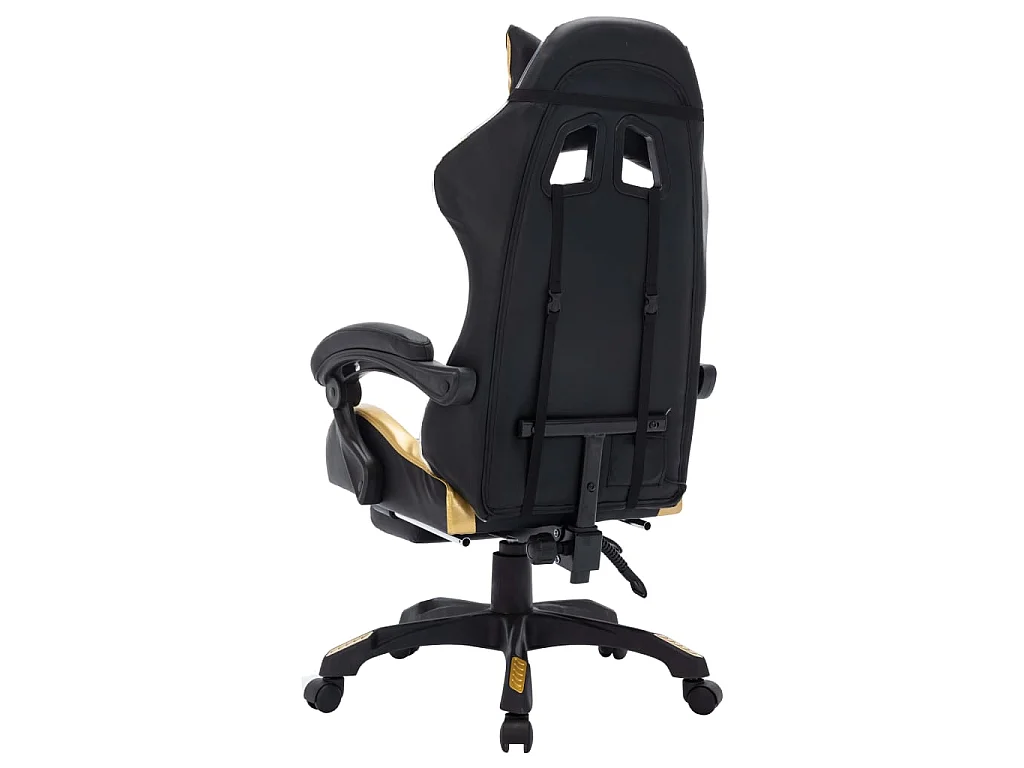 Fauteuil de jeux vidéo avec LED RVB Doré et noir Similicuir