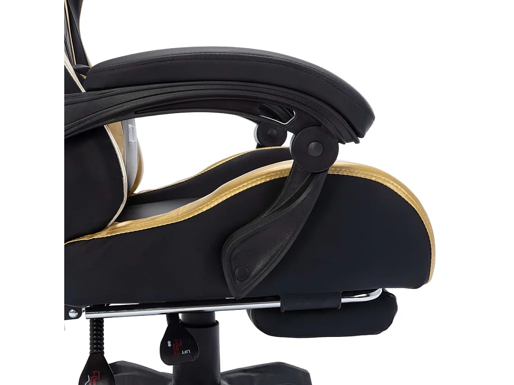 Fauteuil de jeux vidéo avec LED RVB Doré et noir Similicuir