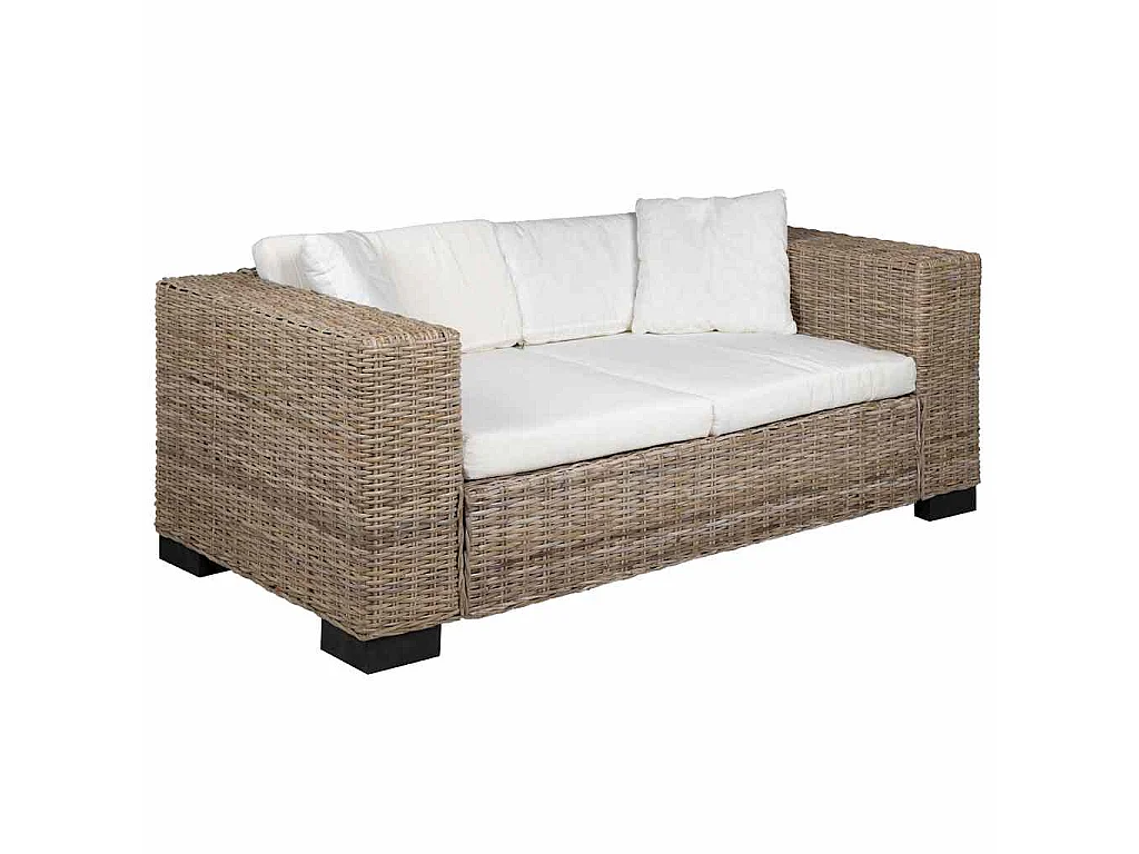 Divano a 2 Posti 7 pz in Rattan Naturale