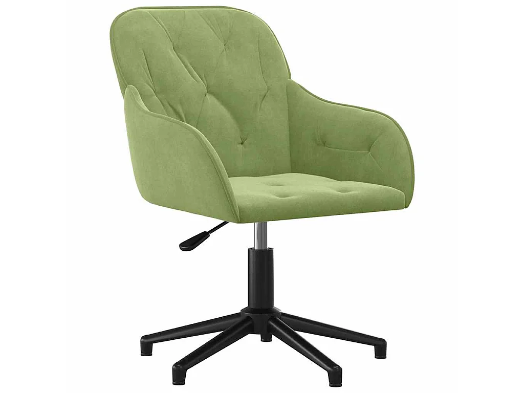 Sedia da Ufficio Girevole Verde Chiaro in Velluto