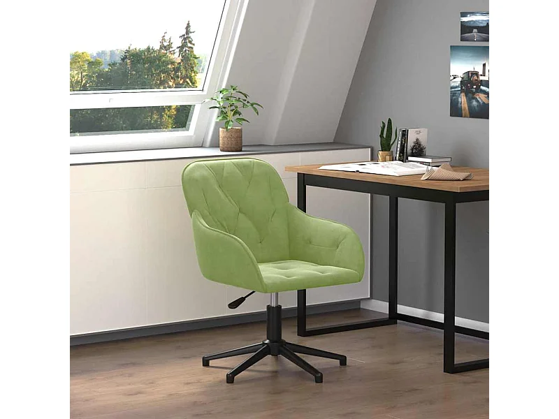 Chaise pivotante de bureau Vert clair Velours