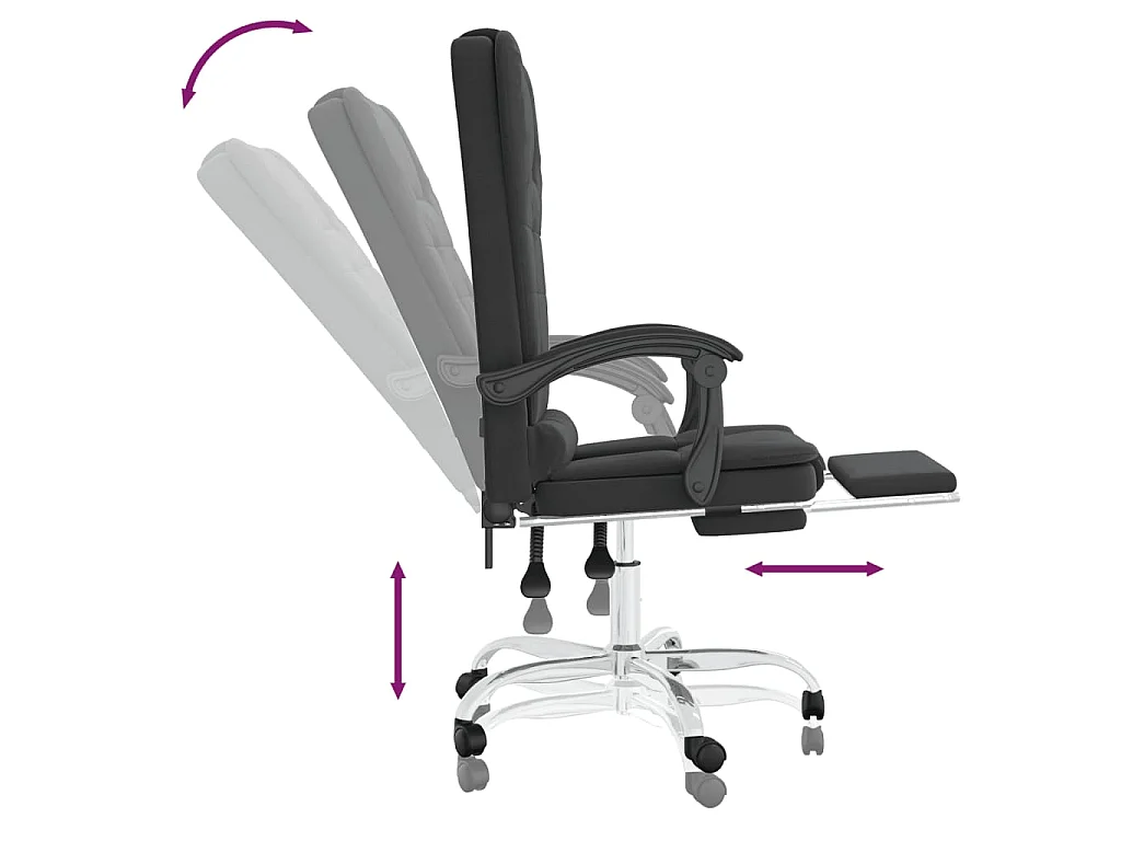 Fauteuil de massage inclinable de bureau Noir Similicuir