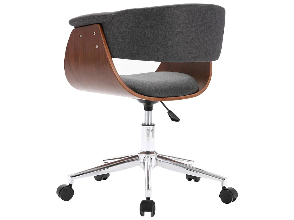 Chaise pivotante de bureau Gris Bois courbé et tissu