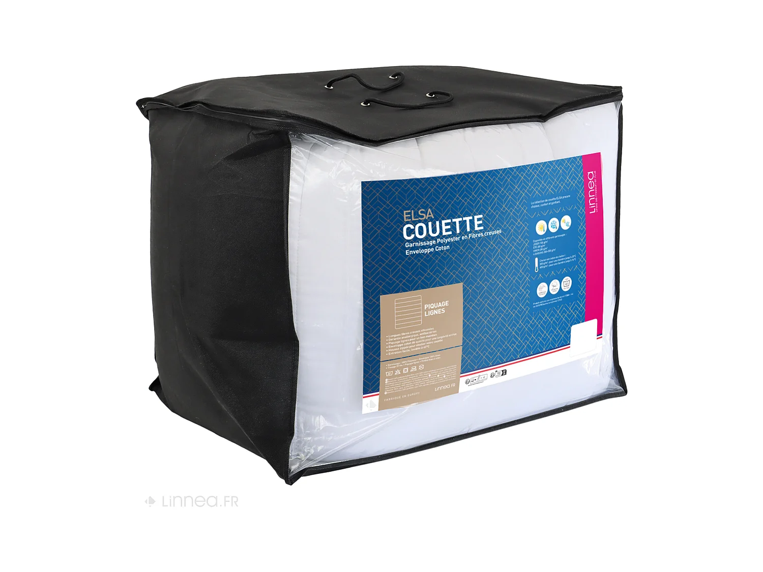 Couette 300x240 cm 4 saisons ELSA garnissage fibre polyester 200+300 = 500 g/m2