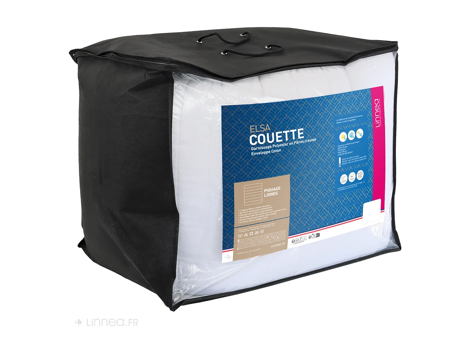 Couette 300x240 cm 4 saisons ELSA garnissage fibre polyester 200+300 = 500 g/m2