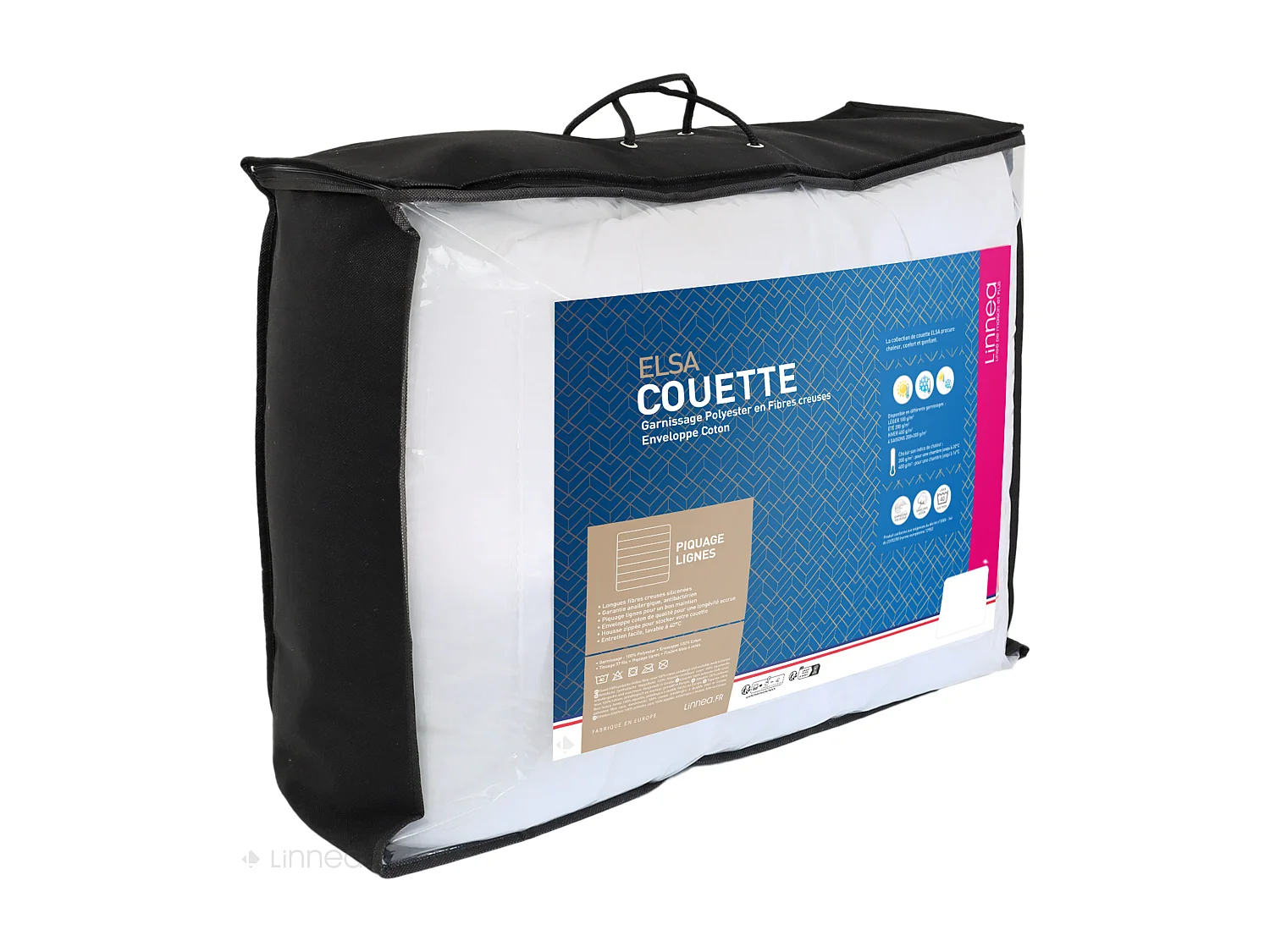 Couette 140x200 cm 4 saisons ELSA garnissage fibre polyester 200+300 = 500 g/m2