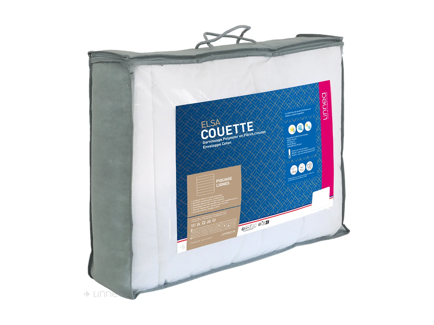 Couette 160x200 cm hiver ELSA garnissage fibre polyester 400 g/m2