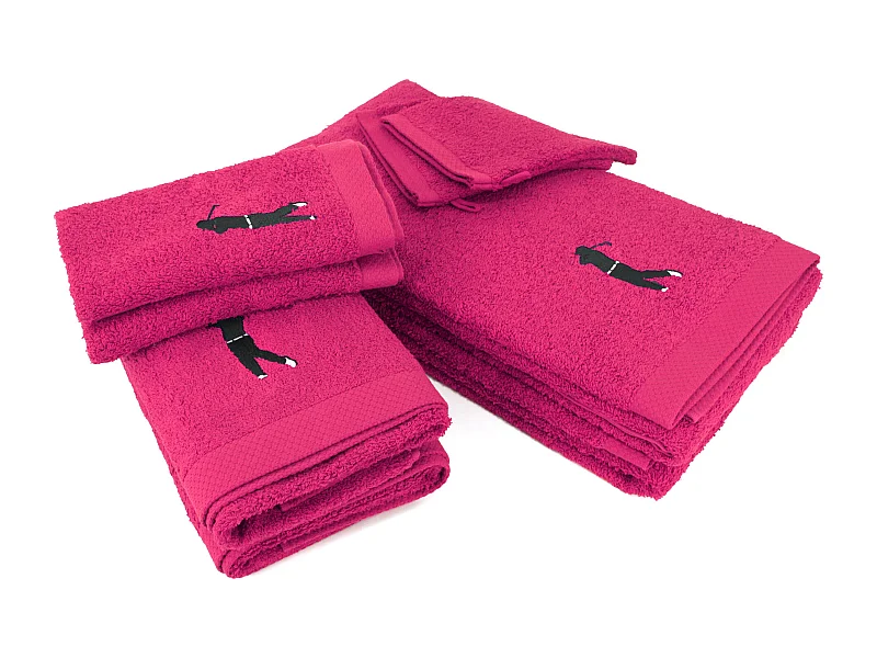 Parure de bain 8 pièces coton 550 g/m2 PURE GOLF Rose Fuchsia