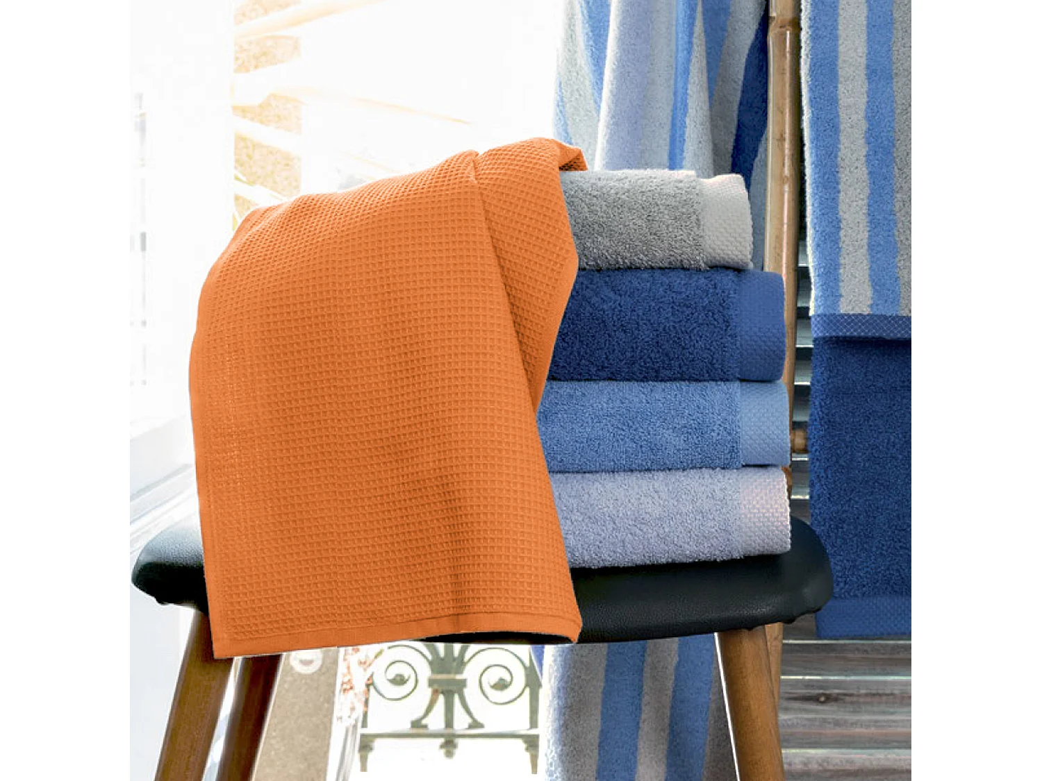 Serviette de toilette 50x100 cm nid d'abeille PURE WAFFLE 300 g/m² orange butane