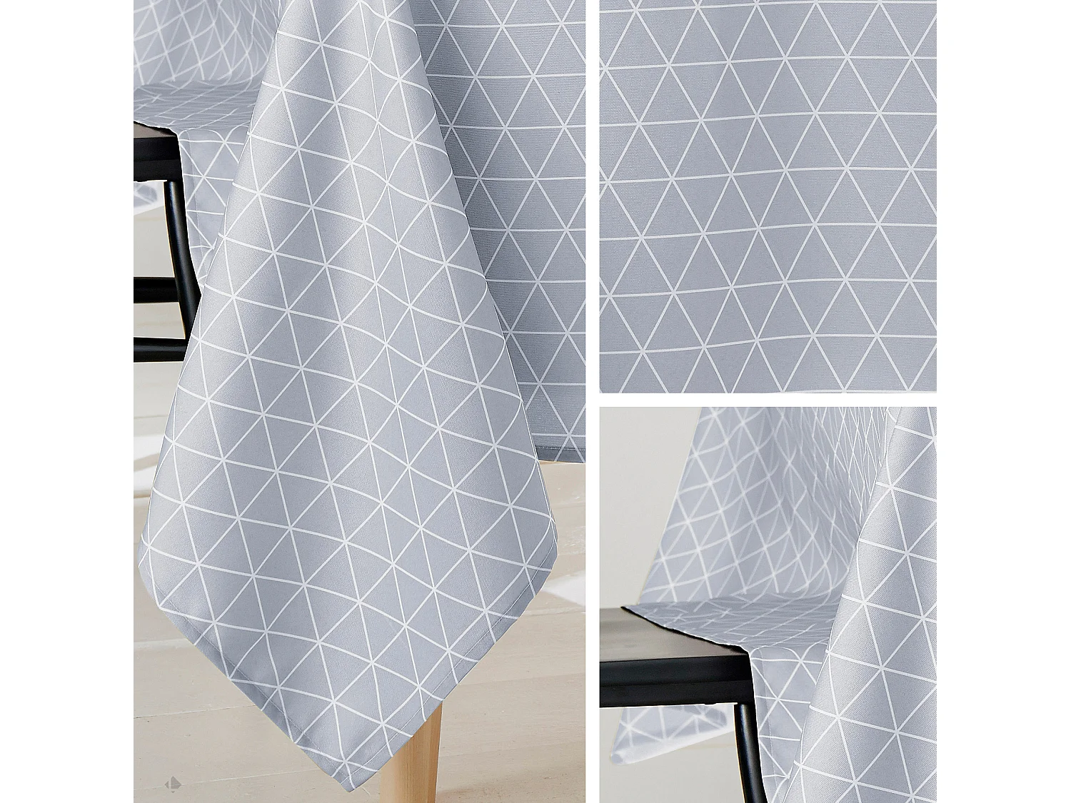 Nappe carrée 170x170 cm imprimée 100% polyester PACO géométrique bleu nuage