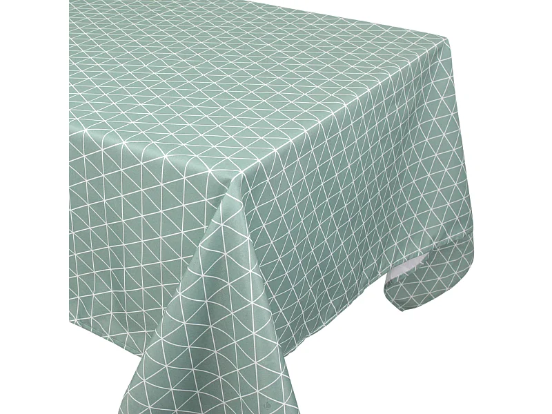 Nappe carrée 170x170 cm imprimée 100% polyester PACO géométrique vert thym