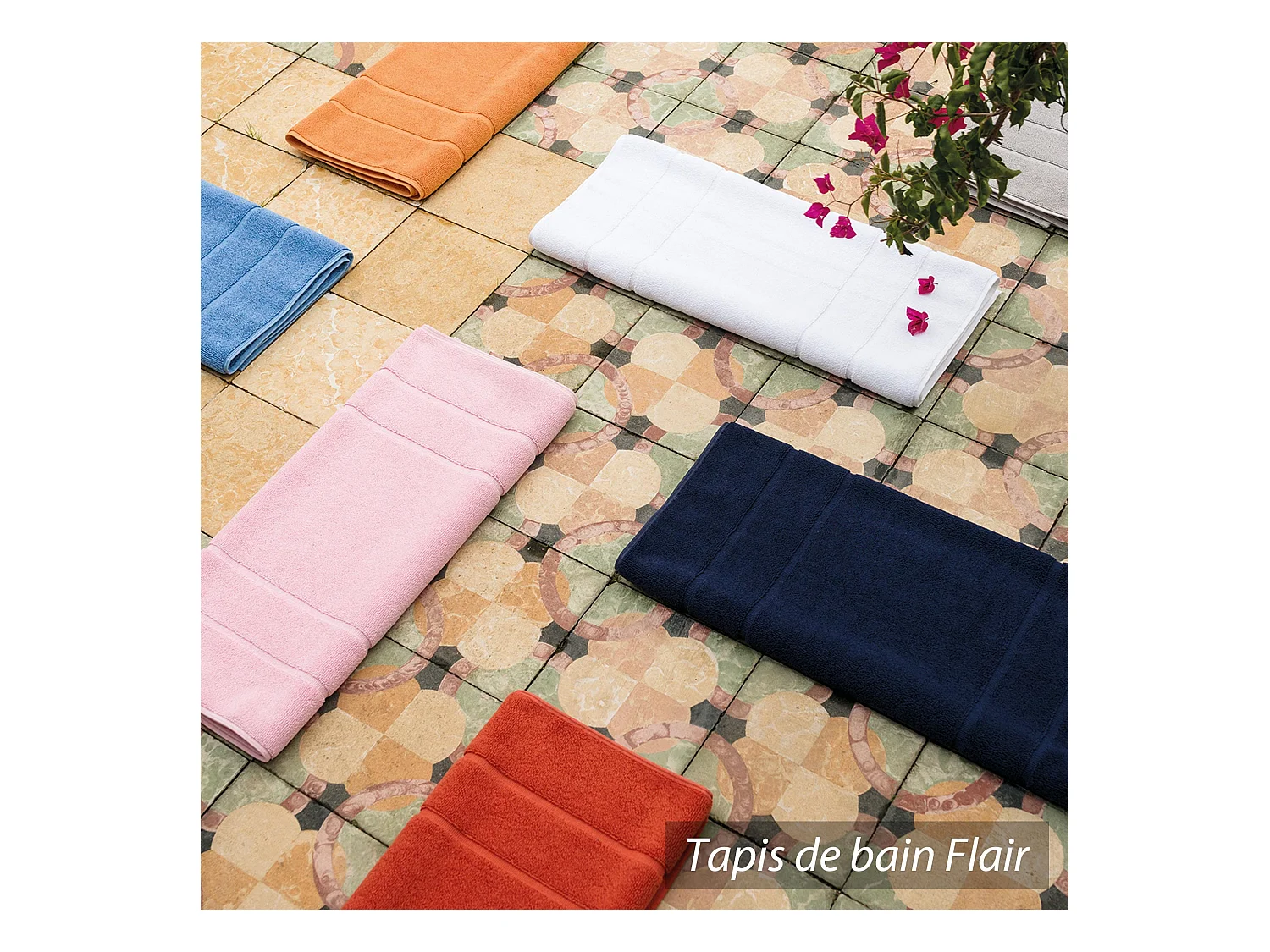 Tapis de bain contour WC et lavabo 60x60 cm FLAIR Blanc 1500 g/m2