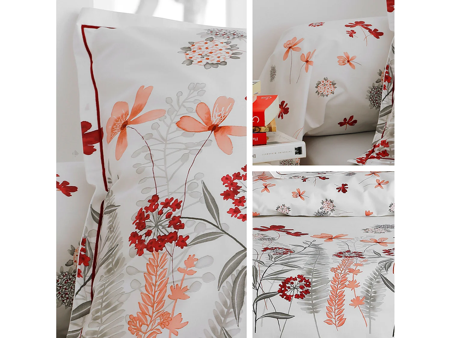 Parure de lit 280x240 cm Percale pur coton PETITE FOLIE Rouge