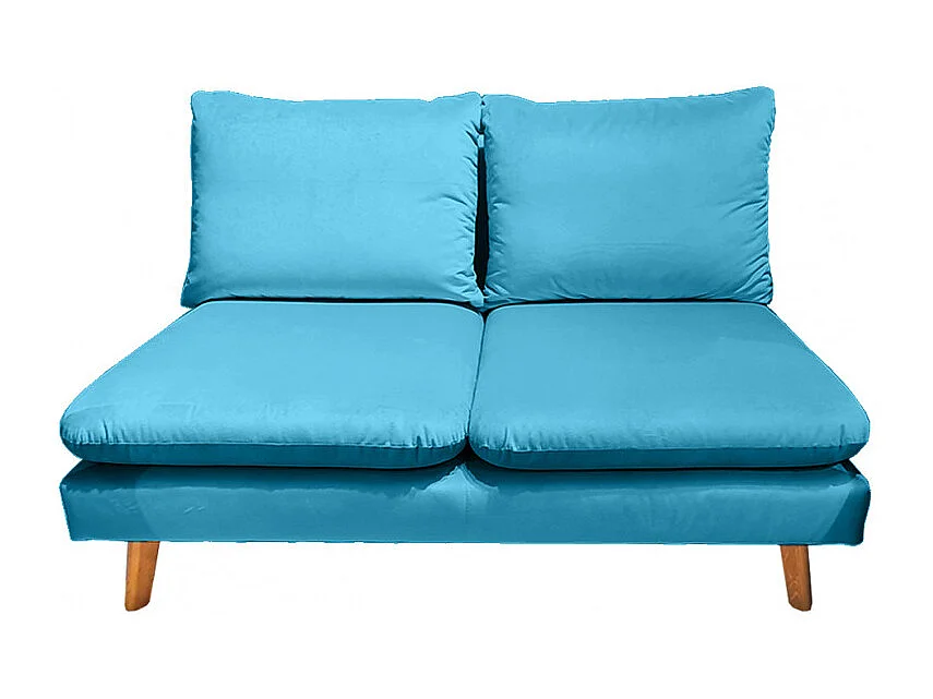 Chauffeuse 2 places pour canapé modulable en velours bleu - LASSIE