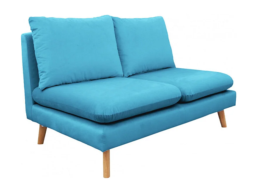 Chauffeuse 2 places pour canapé modulable en velours bleu - LASSIE