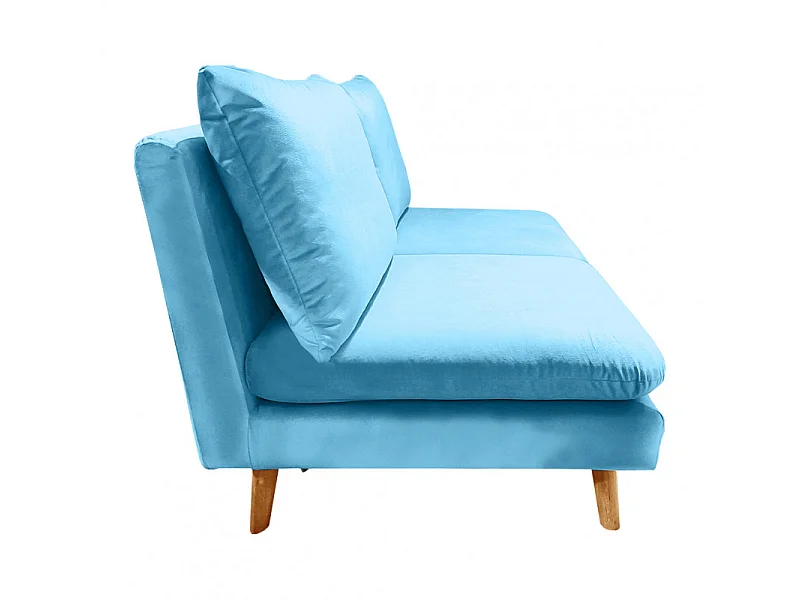 Chauffeuse 2 places pour canapé modulable en velours bleu - LASSIE