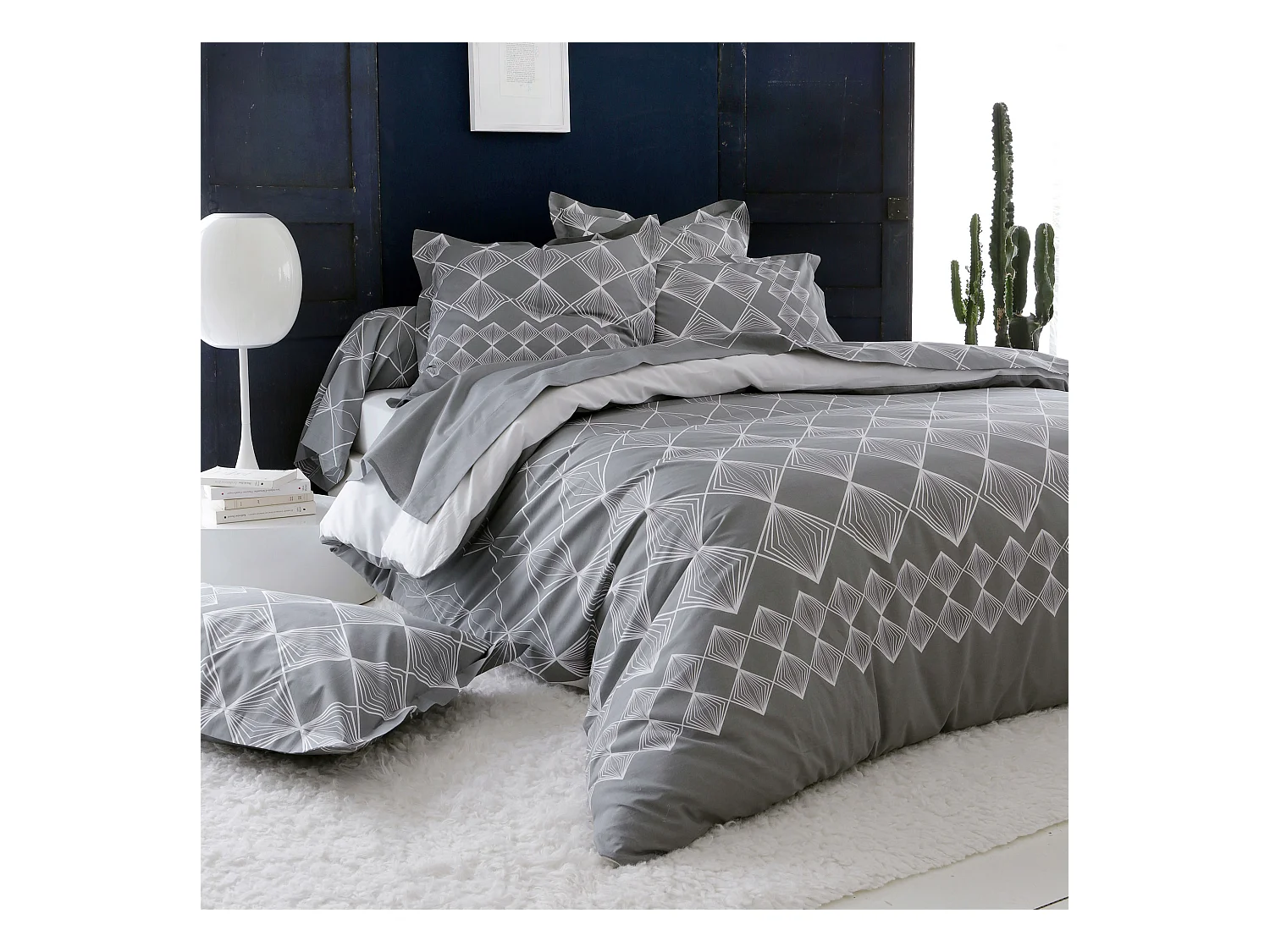 Housse de couette 260x240 cm coton FOREVER GRIS gris foncé