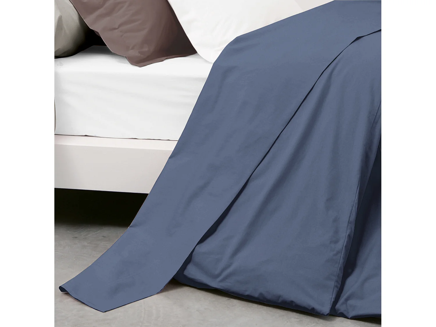 Drap plat uni 270x310 cm coton ALTO bleu Jean