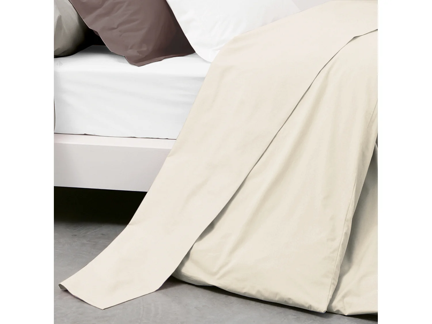 Drap plat uni 180x290 cm coton ALTO Crème