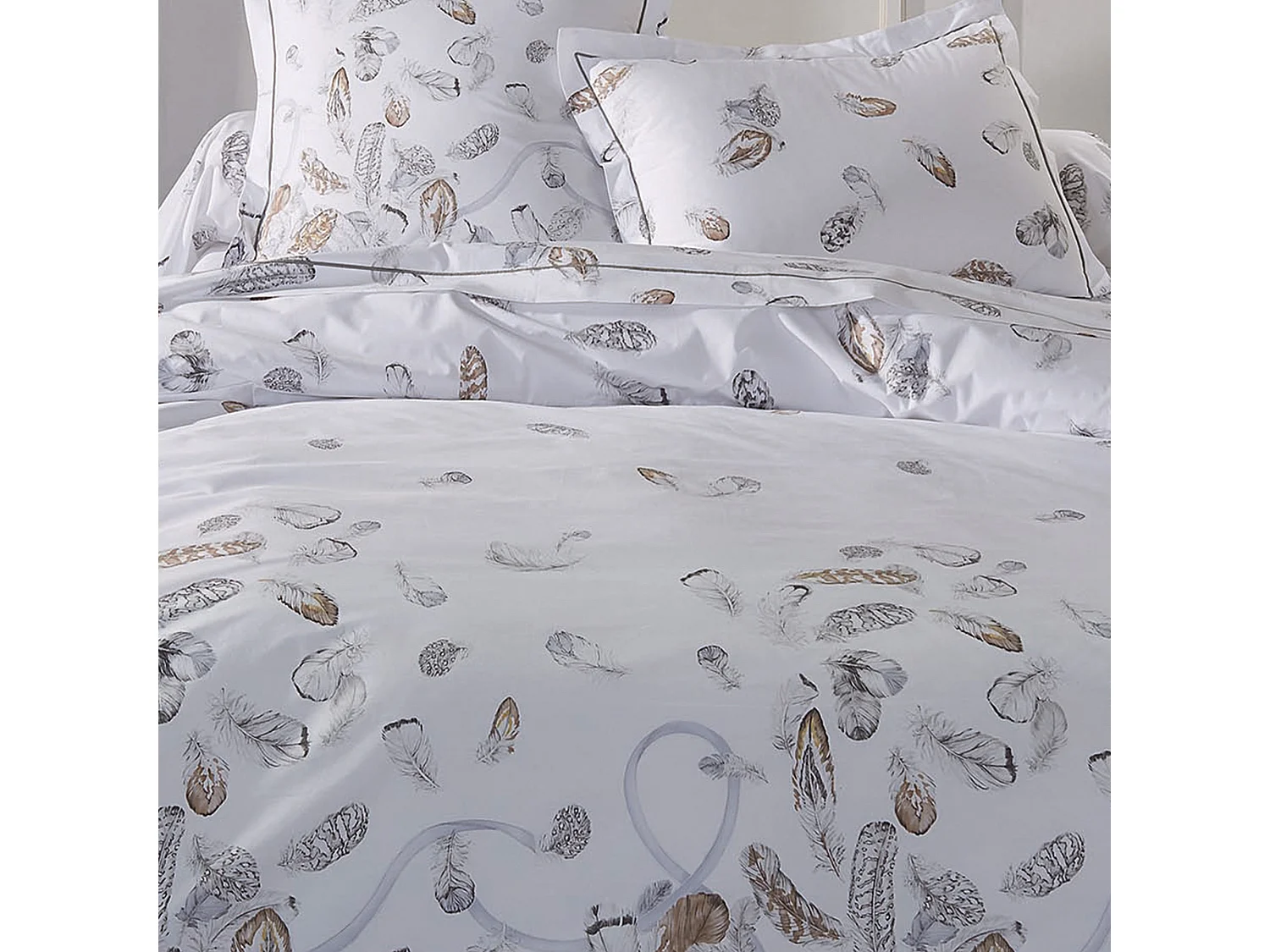 Drap plat 240x310 cm Percale pur coton PLUMES
