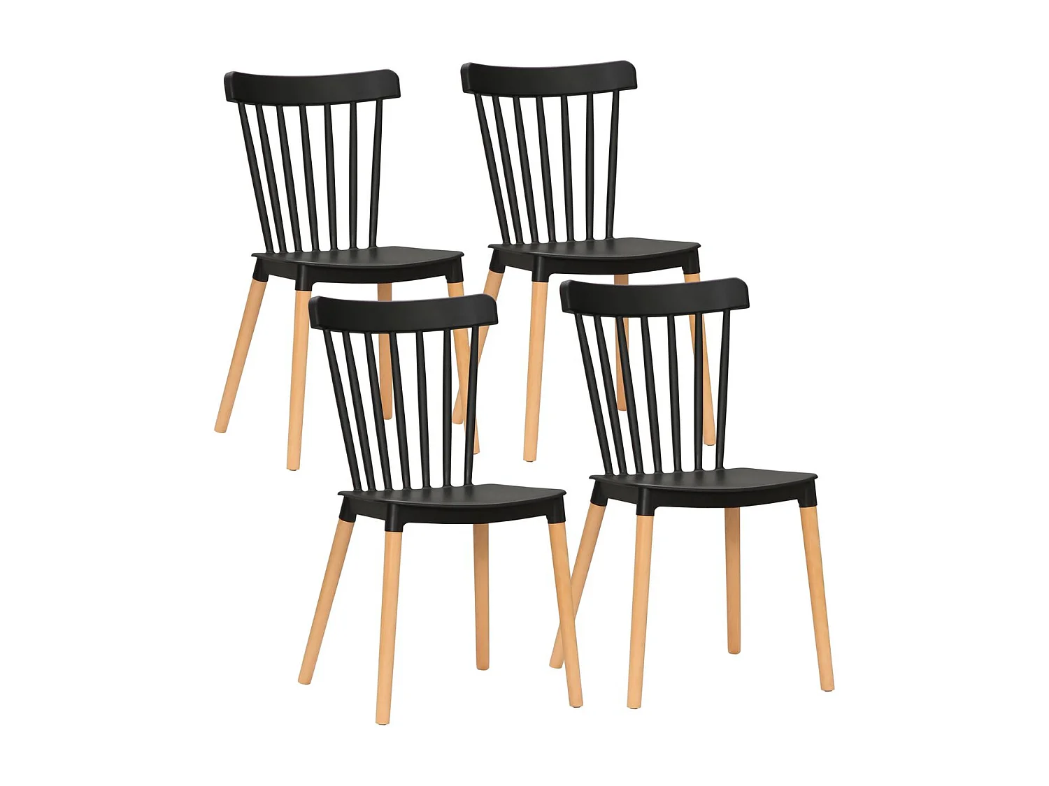 Conjunto de 4 sillas de comedor Sagitario hasta 120 kg estilo nórdico negro