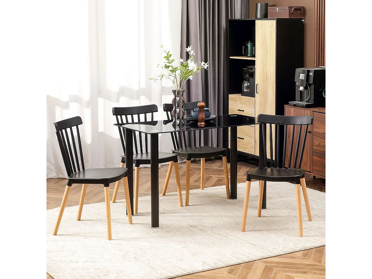 Conjunto de 4 sillas de comedor Sagitario hasta 120 kg estilo nórdico negro