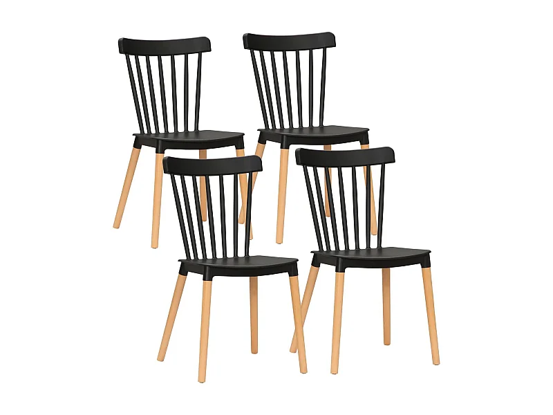 Conjunto de 4 sillas de comedor Sagitario hasta 120 kg estilo nórdico negro