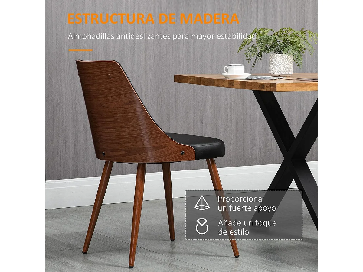 Pack de 2 sillas de comedor Mel Homcom cuero sintético negro