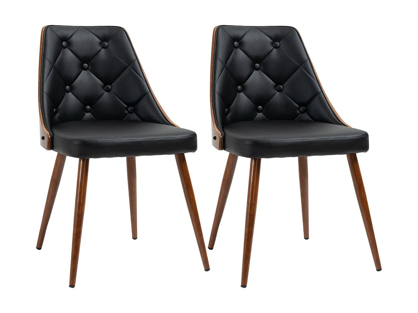Pack de 2 sillas de comedor Mel Homcom cuero sintético negro