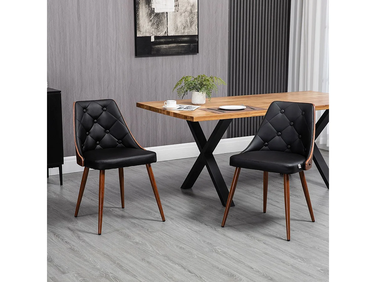 Pack de 2 sillas de comedor Mel Homcom cuero sintético negro
