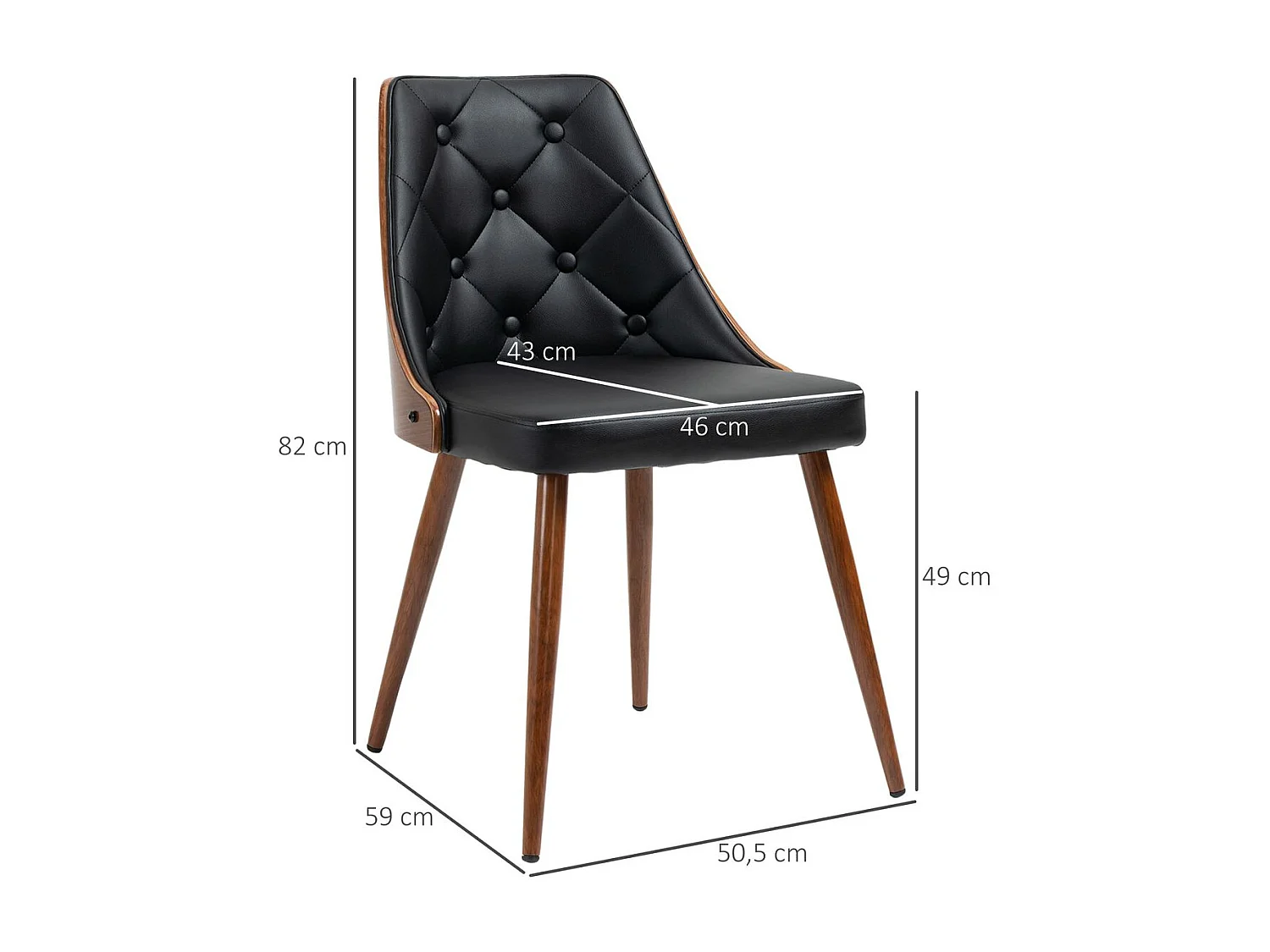 Pack de 2 sillas de comedor Mel Homcom cuero sintético negro
