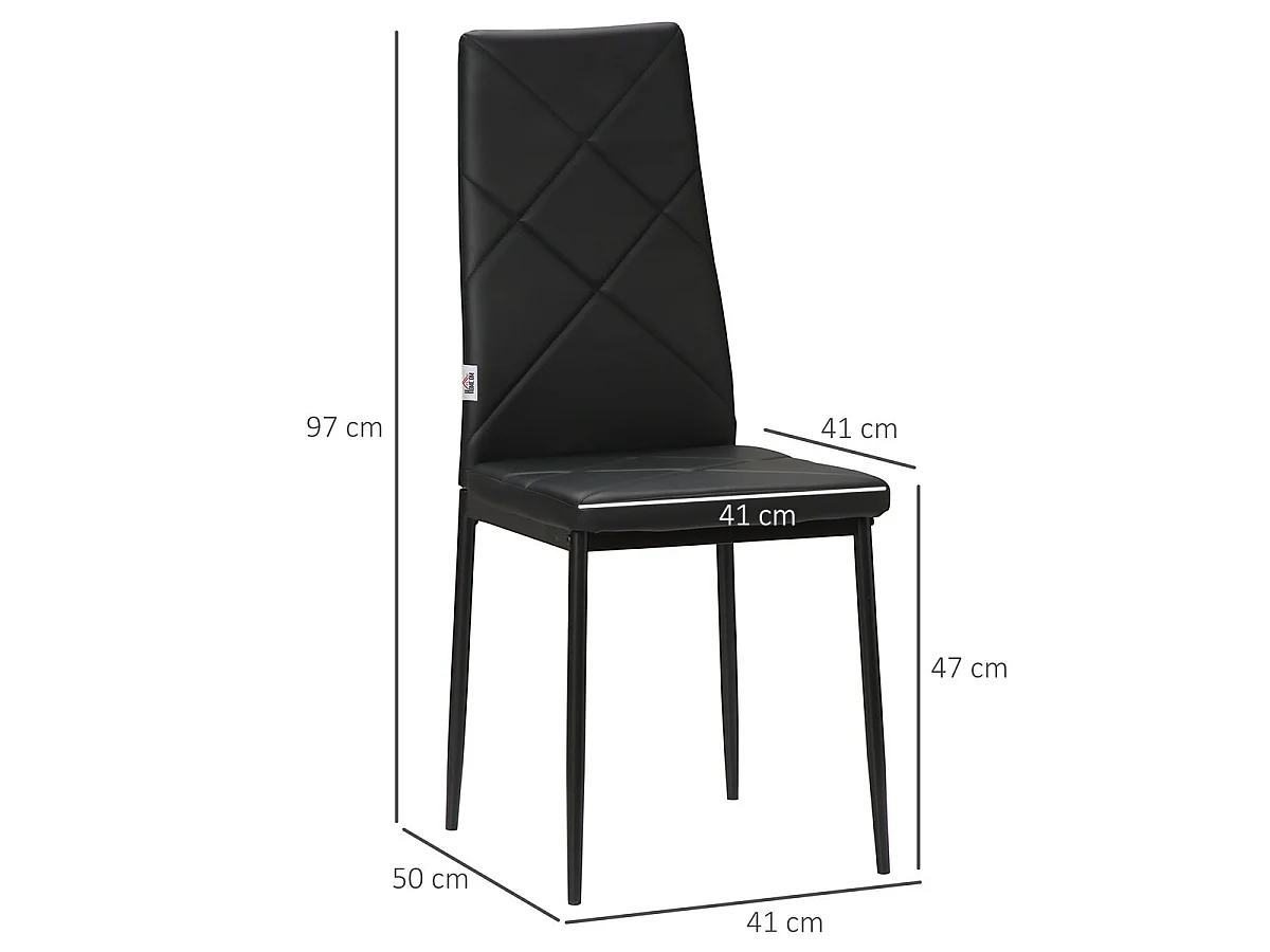 Pack de 4 sillas Satai Homcom tapizado negro 97x41x50 cm