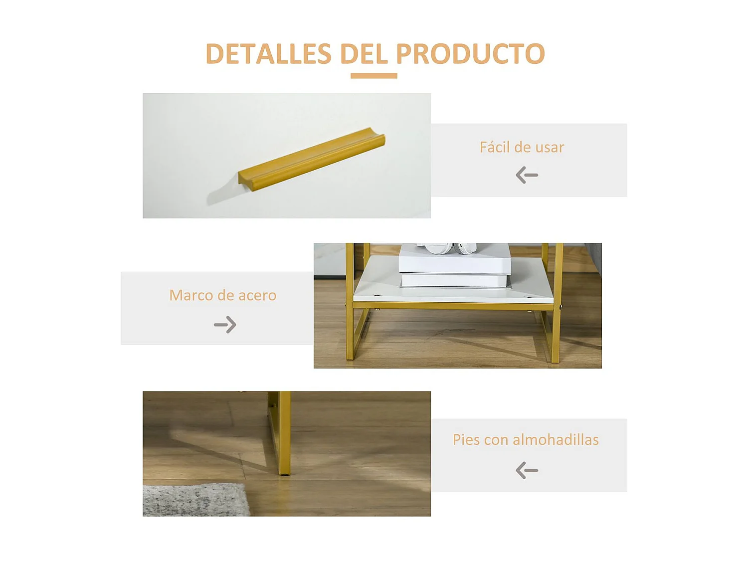 Mesita de noche mesa auxiliar con cajon y estante de al homcom