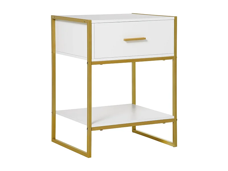 Mesita de noche mesa auxiliar con cajon y estante de al homcom