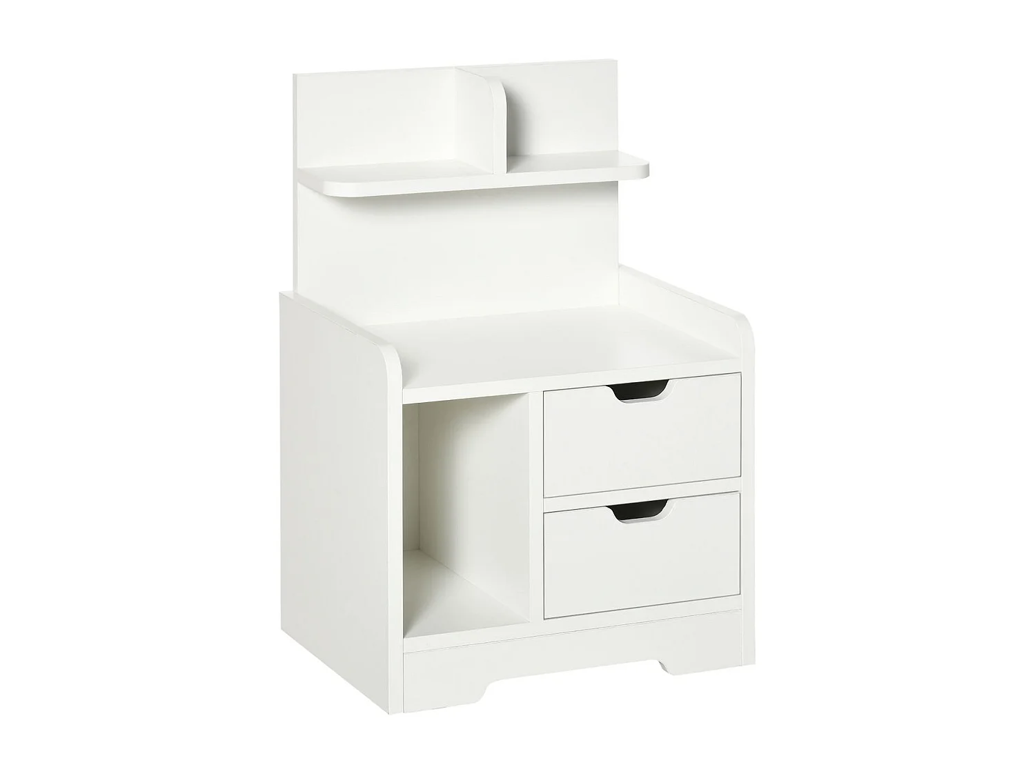 Mesita de noche Corfu Homcom 2 cajones + 3 compartimentos blanco 60x40x30 cm
