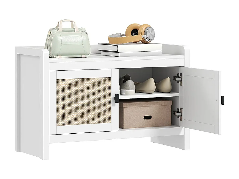 Banco zapatero Arena Homcom 2 puertas blanco/natural 52x80x35 cm