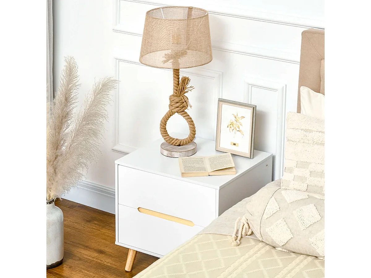 Mesita de noche Poppy Homcom 2 cajones blanco 50,5x50x40 cm