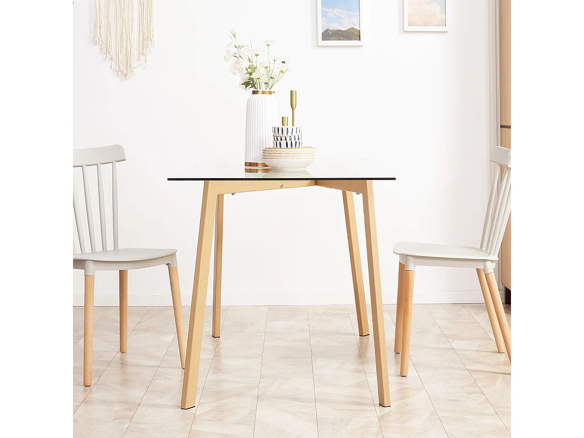 Mesa de comedor Malena Homcom rectangular tapa cristal 76x120x60 cm