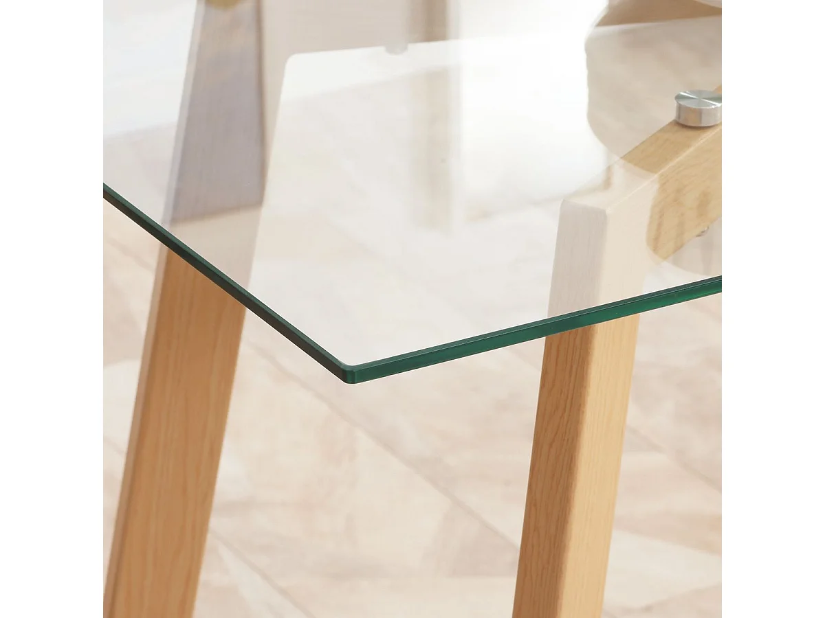 Mesa de comedor Malena Homcom rectangular tapa cristal 76x120x60 cm