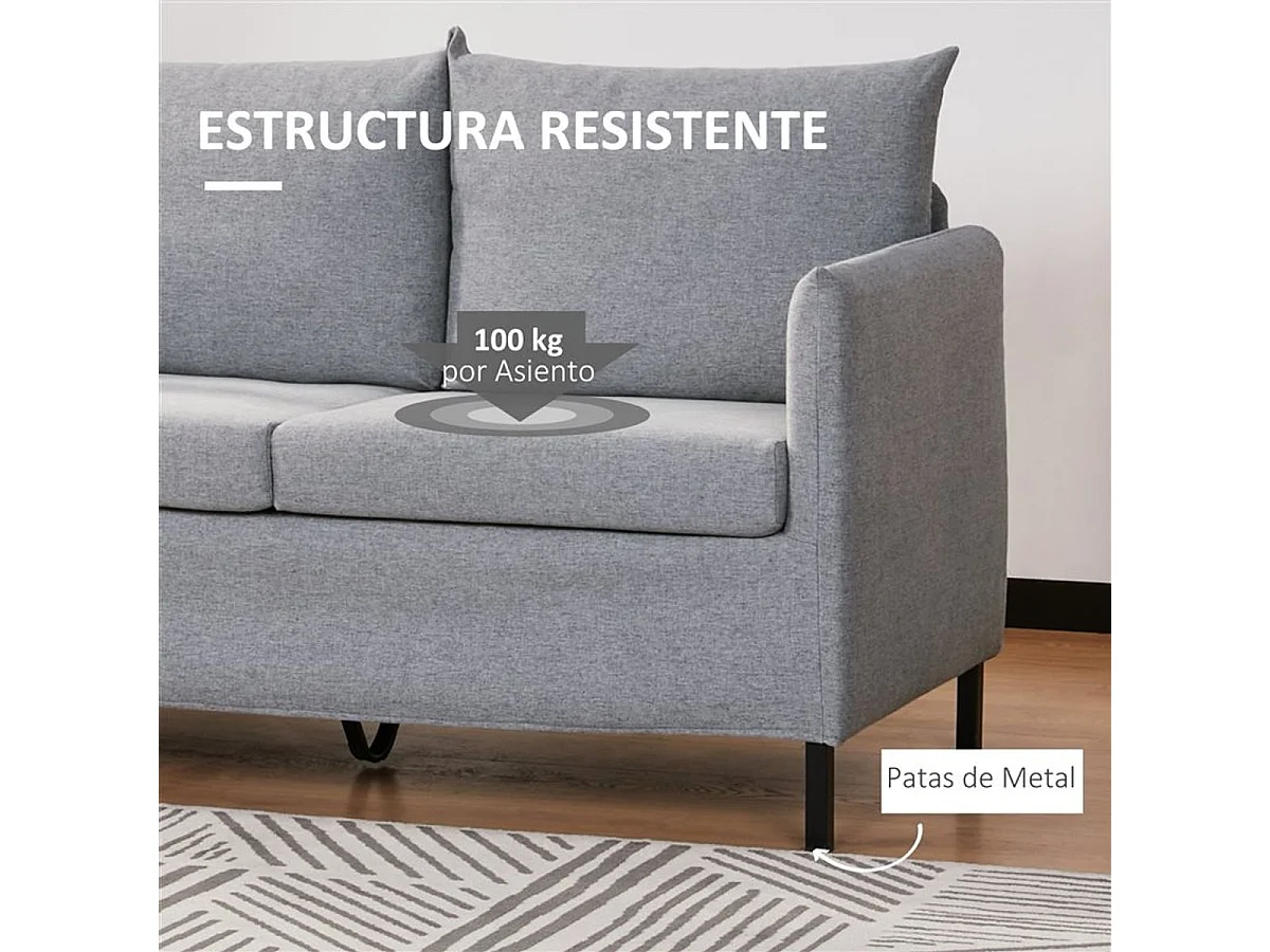 Sofá Homcom 2 plazas gris 76,5x130x67 cm